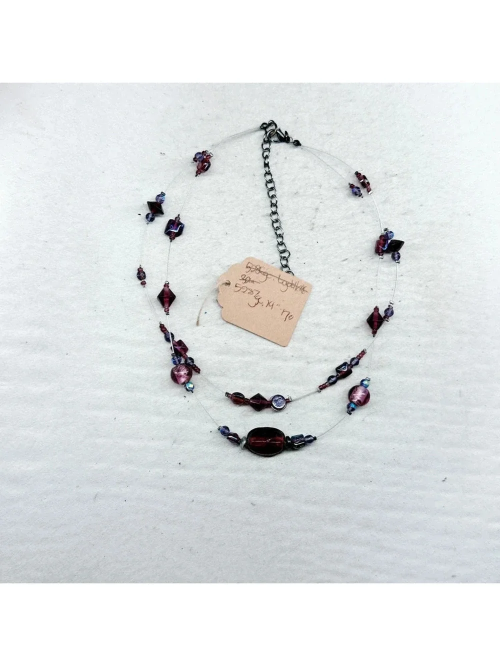 5087gc. Purple and Bronze Glass Necklace